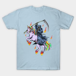 grim reaper with unicorn fire T-Shirt